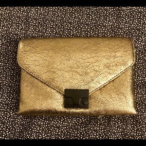 NEW Loeffler Randall metallic gold clutch